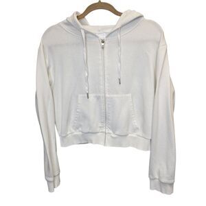 Germinate Women's S 100% Cotton White Zip-Up Hoodie